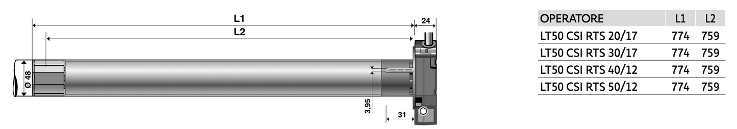 Moteur Somfy LT50 CSI RTS